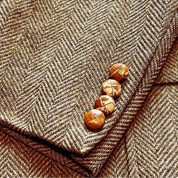 Imperial by Haggar  Men's Wool Sport Coat Brown Herringbone Size 44L - Picture 8 of 10
